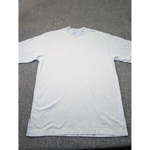 Bobby Chan Shirt Mens Large Light Blue Silk Cotton Blend Short Sleeve Crewneck